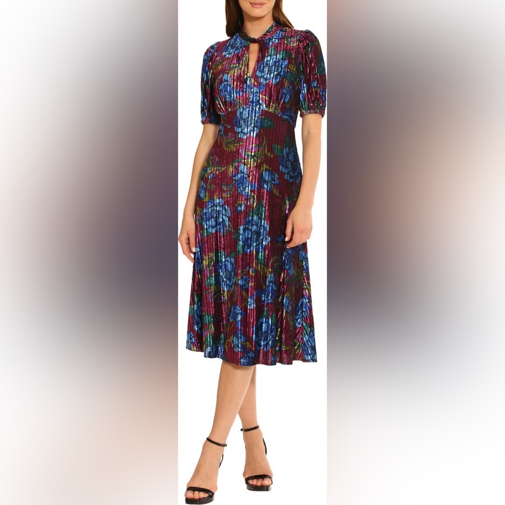 Maggy London Floral Velvet Midi Dress